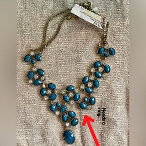 Blue, tear drop, necklace